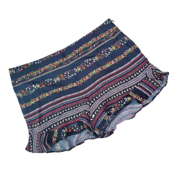 LOFT Black Floral Stripe Shorts size 4 - Picture 1 of 6